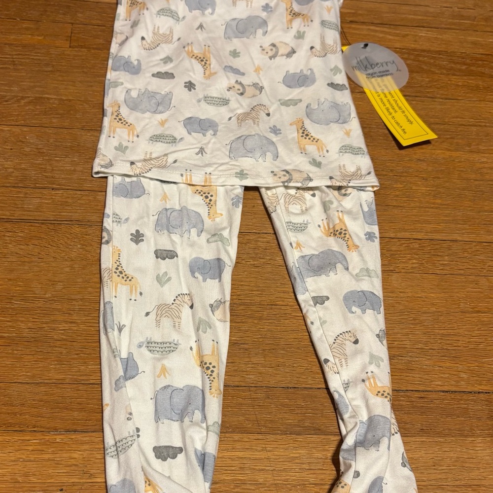 Milkberry White and Gray Pajama Set Cozy Sleepwear Bamboo
